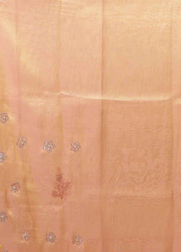 Rust Handloom Pure Georgette Saree With Blouse Piece
