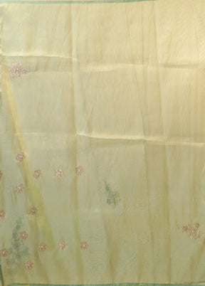 Green Handloom Pure Georgette Saree With Blouse Piece