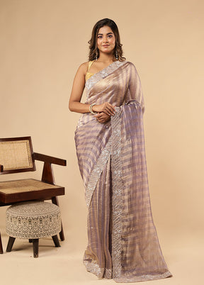 Purple Handloom Pure Georgette Saree With Blouse Piece