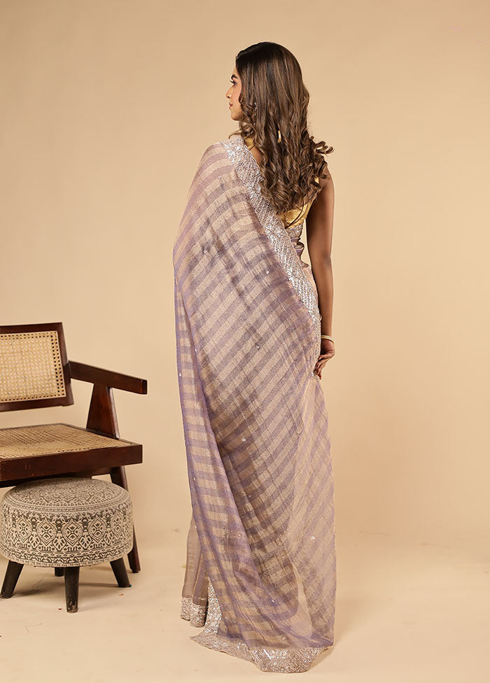 Purple Handloom Pure Georgette Saree With Blouse Piece