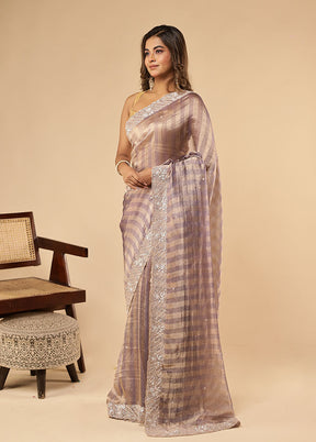 Purple Handloom Pure Georgette Saree With Blouse Piece
