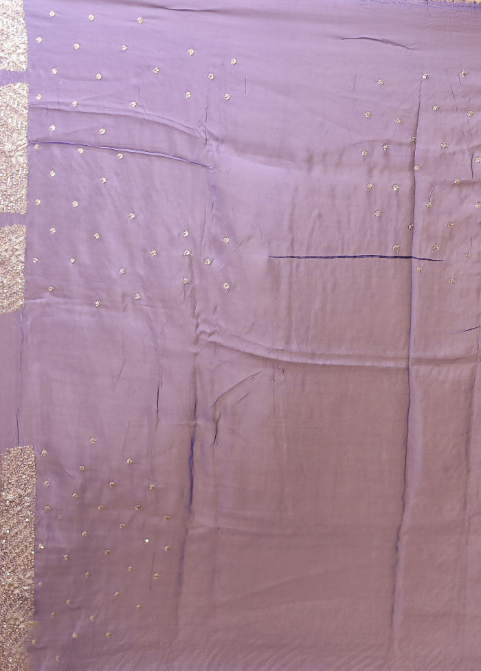 Purple Handloom Pure Georgette Saree With Blouse Piece