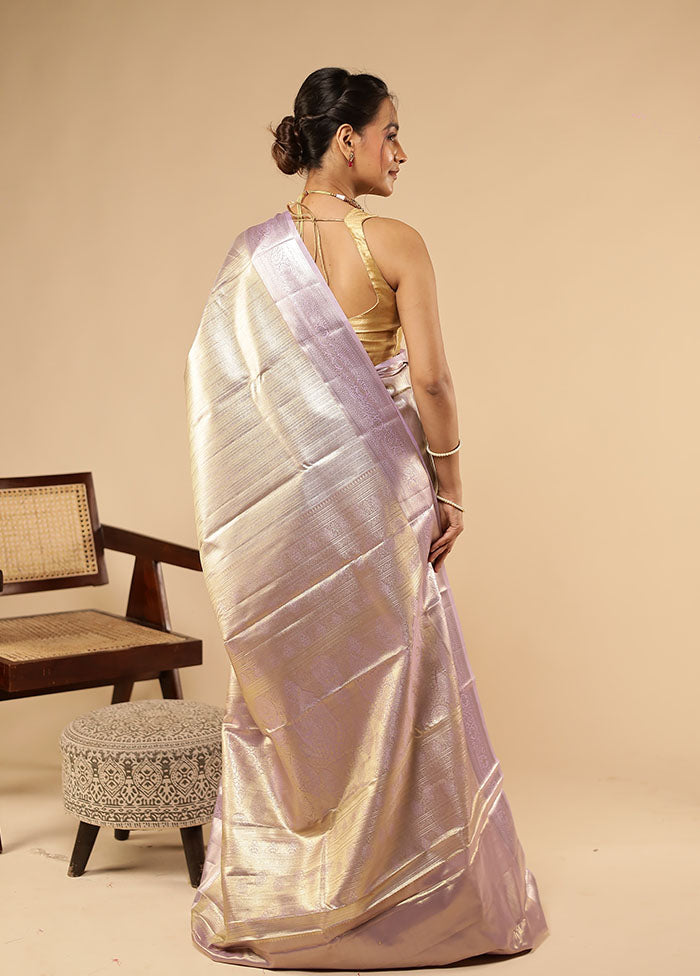 Gold Kanjivaram Silk Saree With Blouse Piece