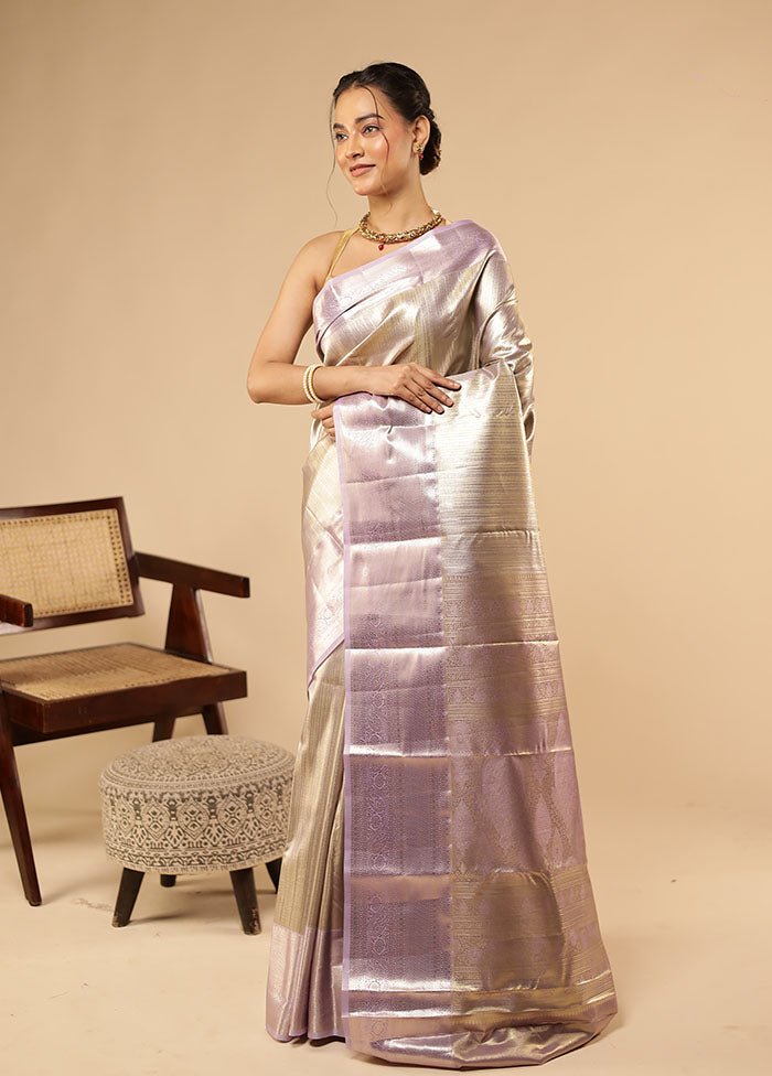 Gold Kanjivaram Silk Saree With Blouse Piece