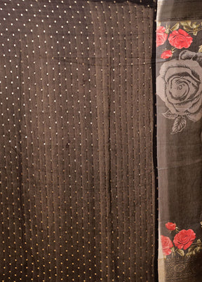 Black Dupion Silk Saree With Blouse Piece