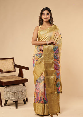 Multicolor Dupion Silk Saree With Blouse Piece