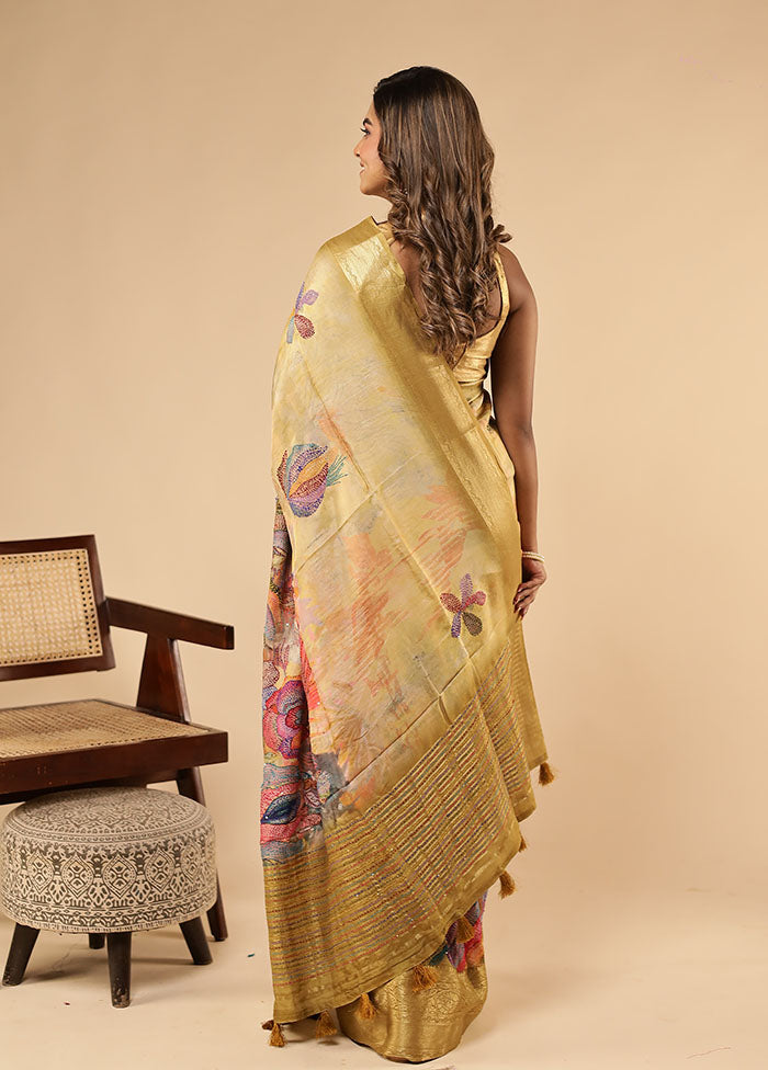 Multicolor Dupion Silk Saree With Blouse Piece