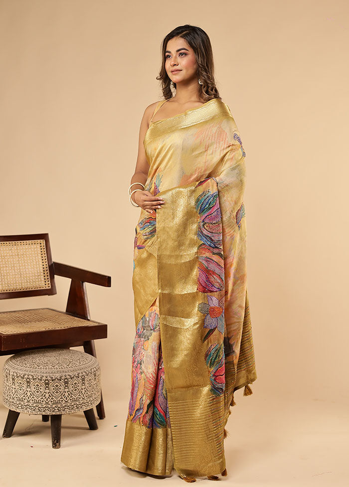 Multicolor Dupion Silk Saree With Blouse Piece