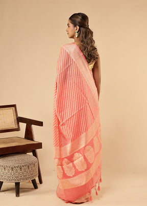 Pink Kora Silk Saree With Blouse Piece