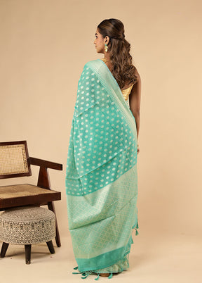 Green Kora Silk Saree With Blouse Piece