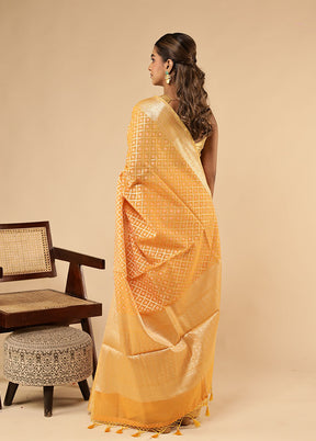Orange Kora Silk Saree With Blouse Piece