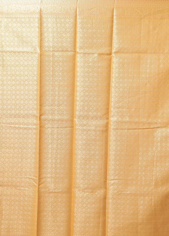Orange Kora Silk Saree With Blouse Piece