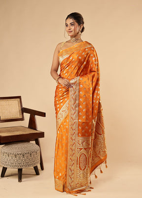 Orange Dupion Silk Saree With Blouse Piece