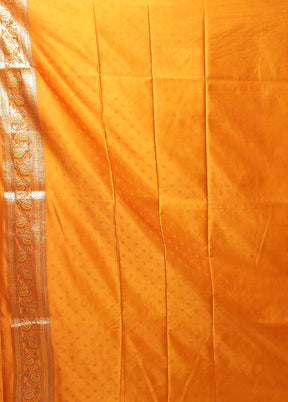 Orange Dupion Silk Saree With Blouse Piece