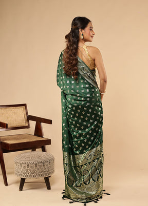 Green Dupion Silk Saree With Blouse Piece