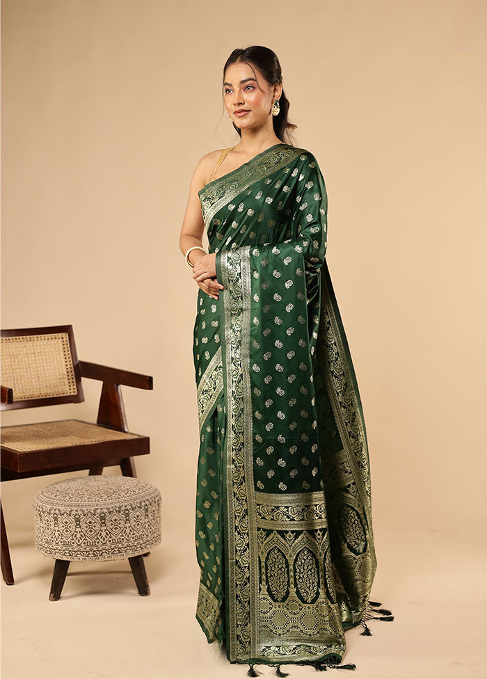 Green Dupion Silk Saree With Blouse Piece