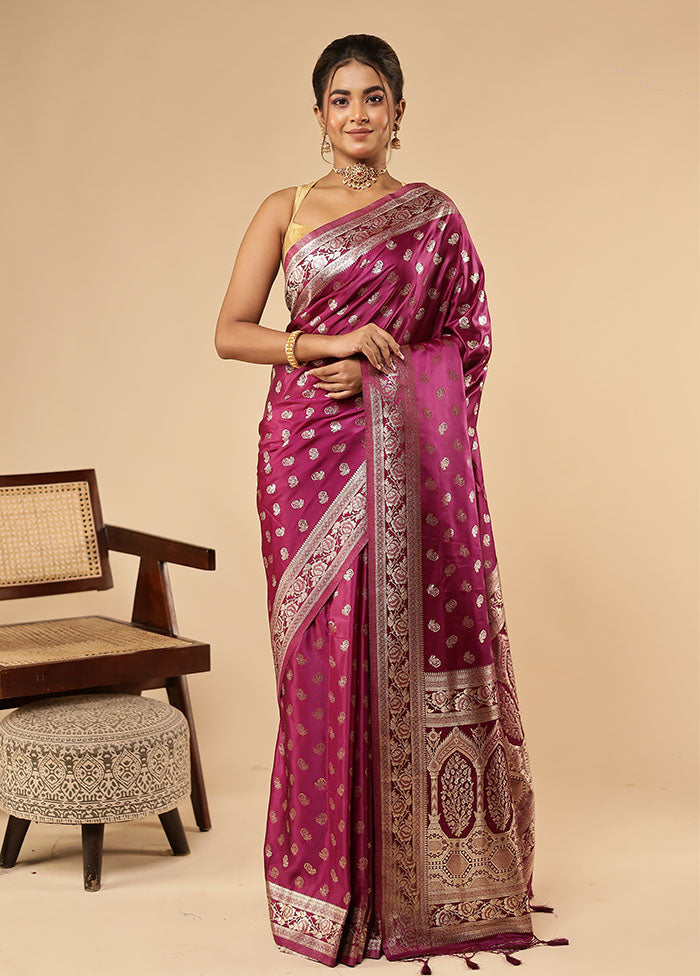 Purple Dupion Silk Saree With Blouse Piece