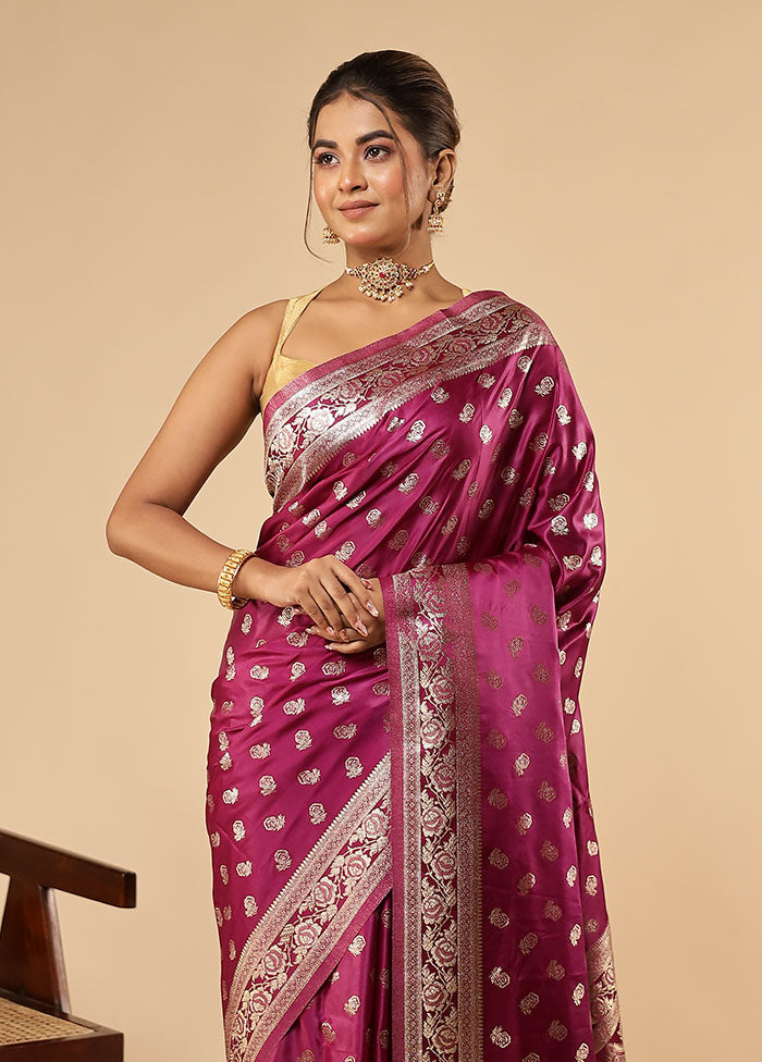 Purple Dupion Silk Saree With Blouse Piece