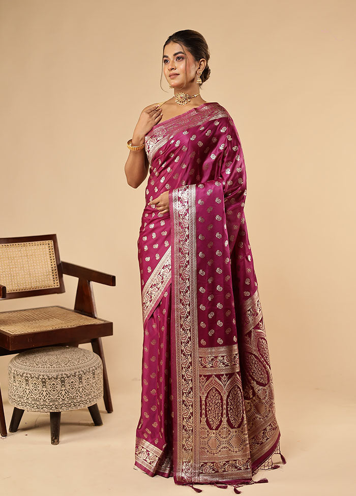 Purple Dupion Silk Saree With Blouse Piece