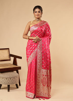 Pink Dupion Silk Saree With Blouse Piece