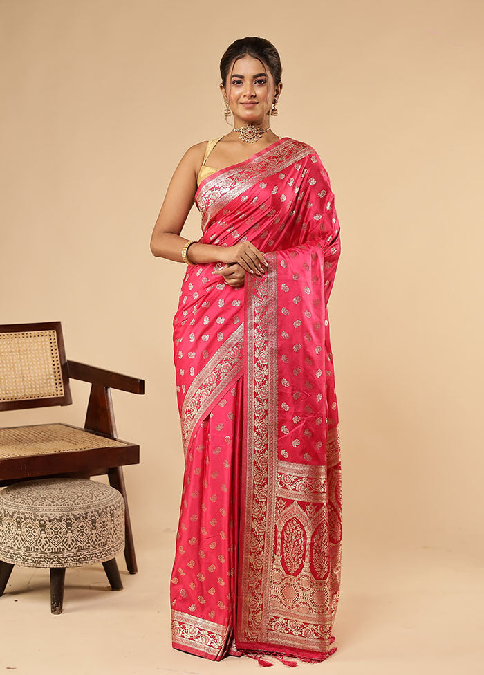 Pink Dupion Silk Saree With Blouse Piece