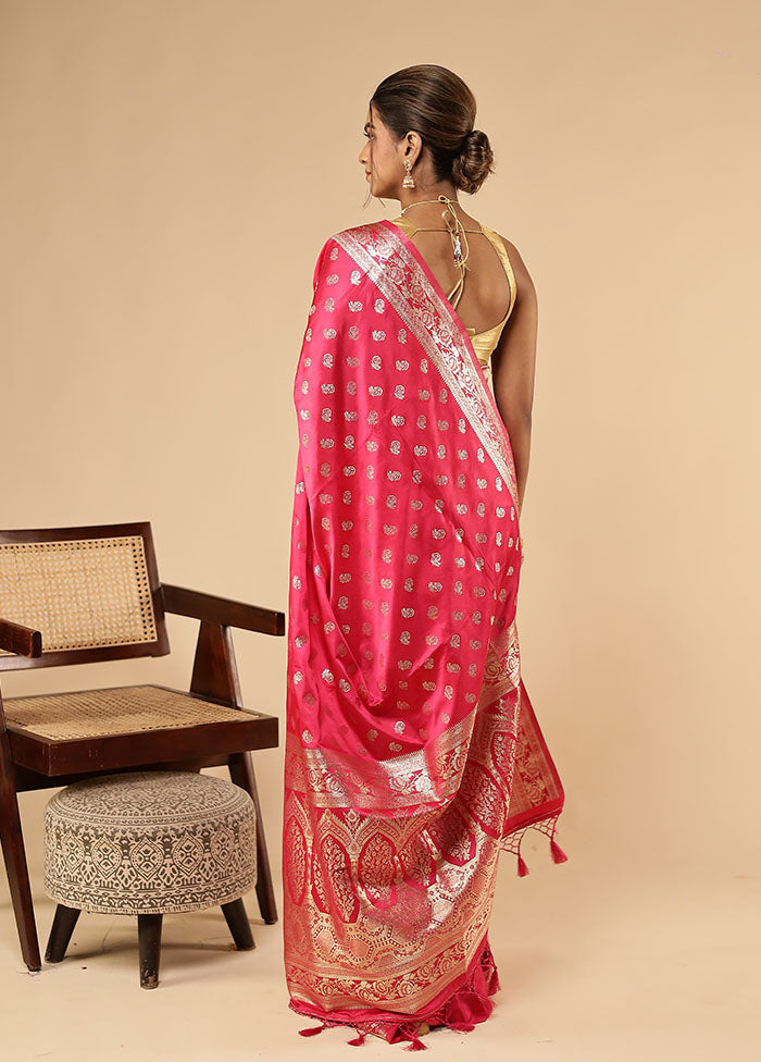 Pink Dupion Silk Saree With Blouse Piece
