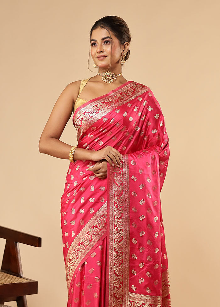 Pink Dupion Silk Saree With Blouse Piece