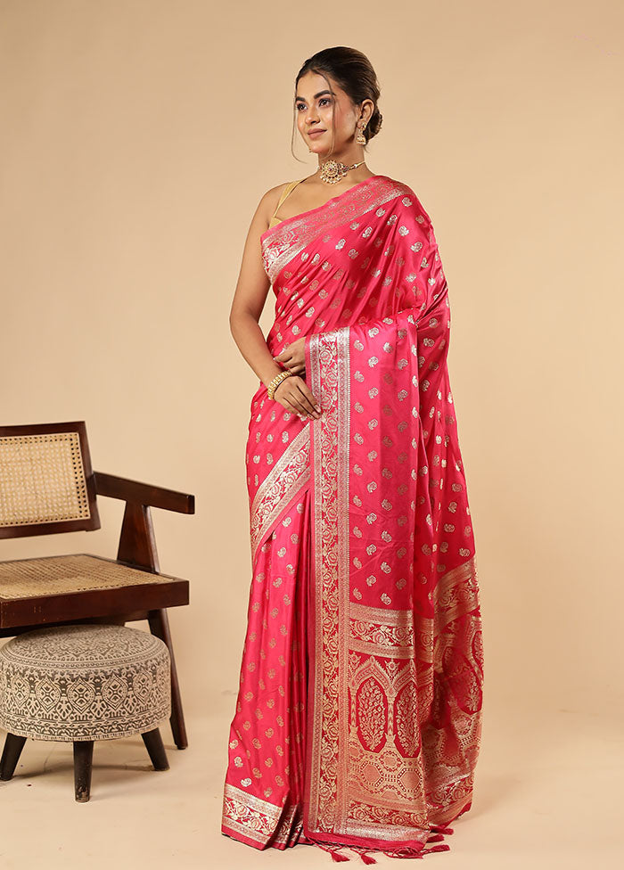 Pink Dupion Silk Saree With Blouse Piece