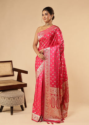 Pink Dupion Silk Saree With Blouse Piece