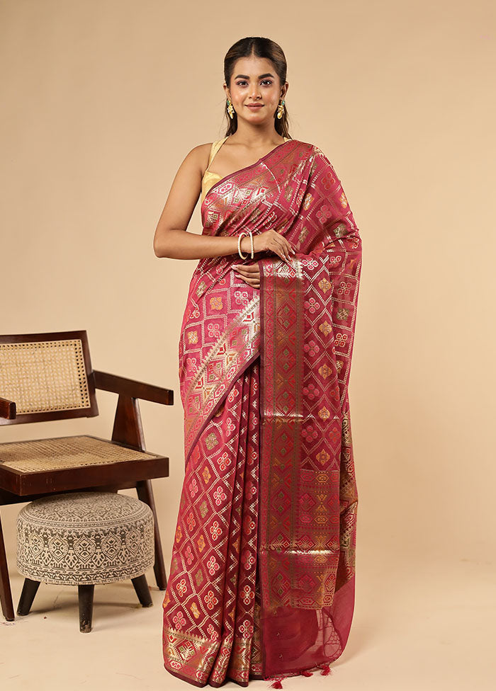 Purple Kora Silk Saree With Blouse Piece