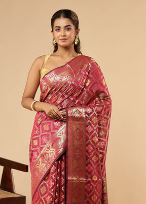 Purple Kora Silk Saree With Blouse Piece