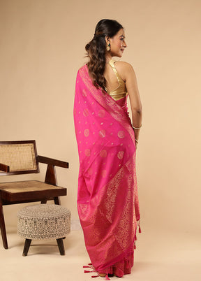 Pink Dupion Silk Saree With Blouse Piece