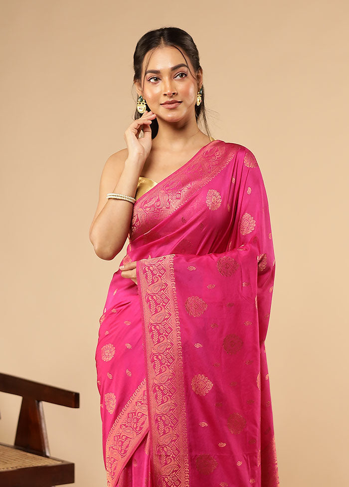 Pink Dupion Silk Saree With Blouse Piece