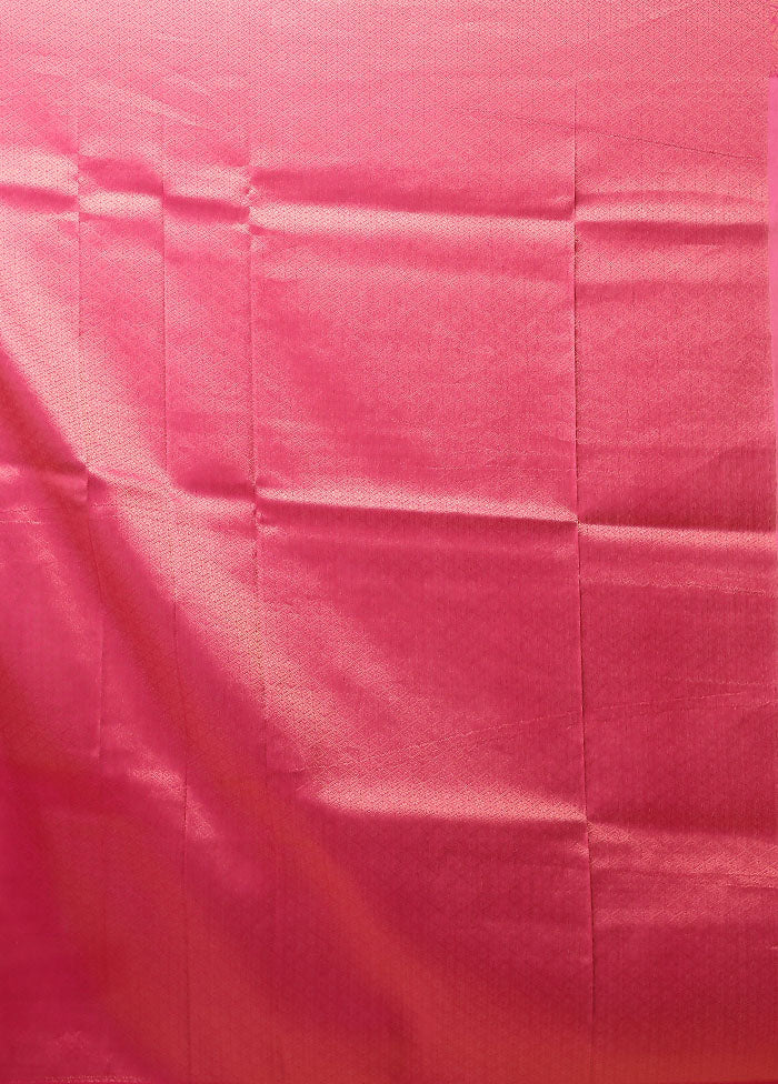 Pink Dupion Silk Saree With Blouse Piece