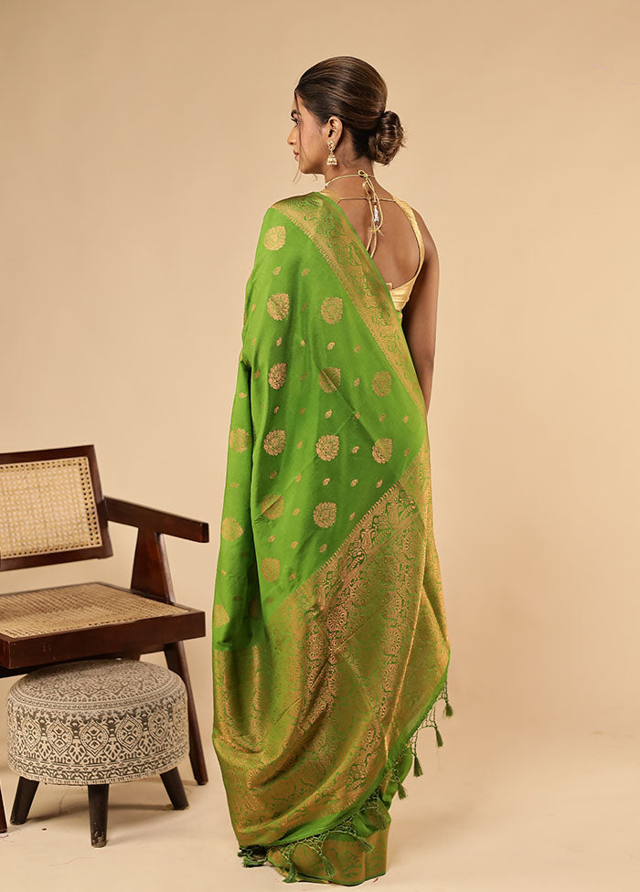 Green Dupion Silk Saree With Blouse Piece