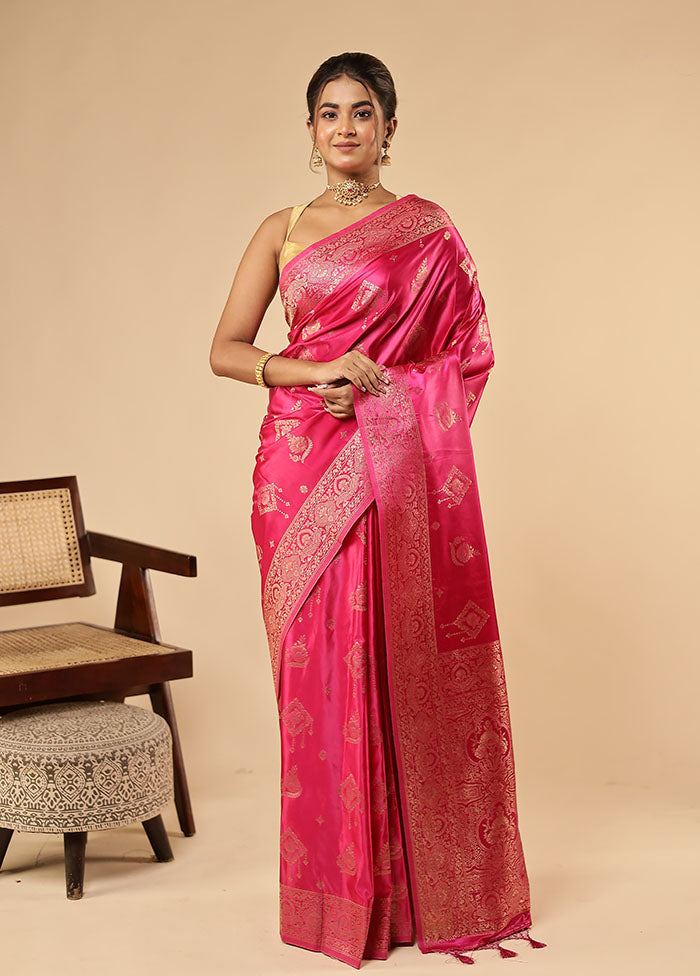 Pink Dupion Silk Saree With Blouse Piece