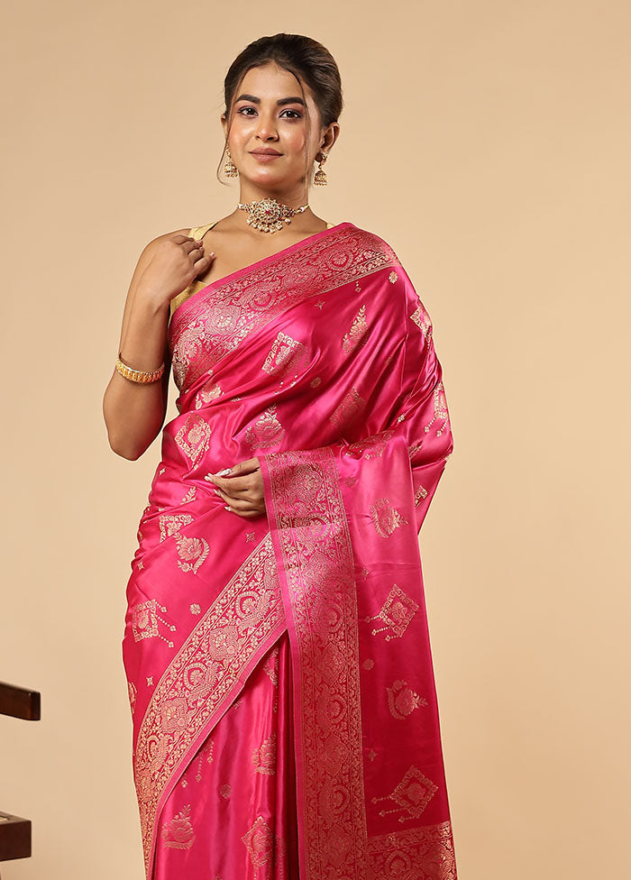 Pink Dupion Silk Saree With Blouse Piece