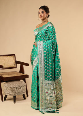 Green Dupion Silk Saree With Blouse Piece