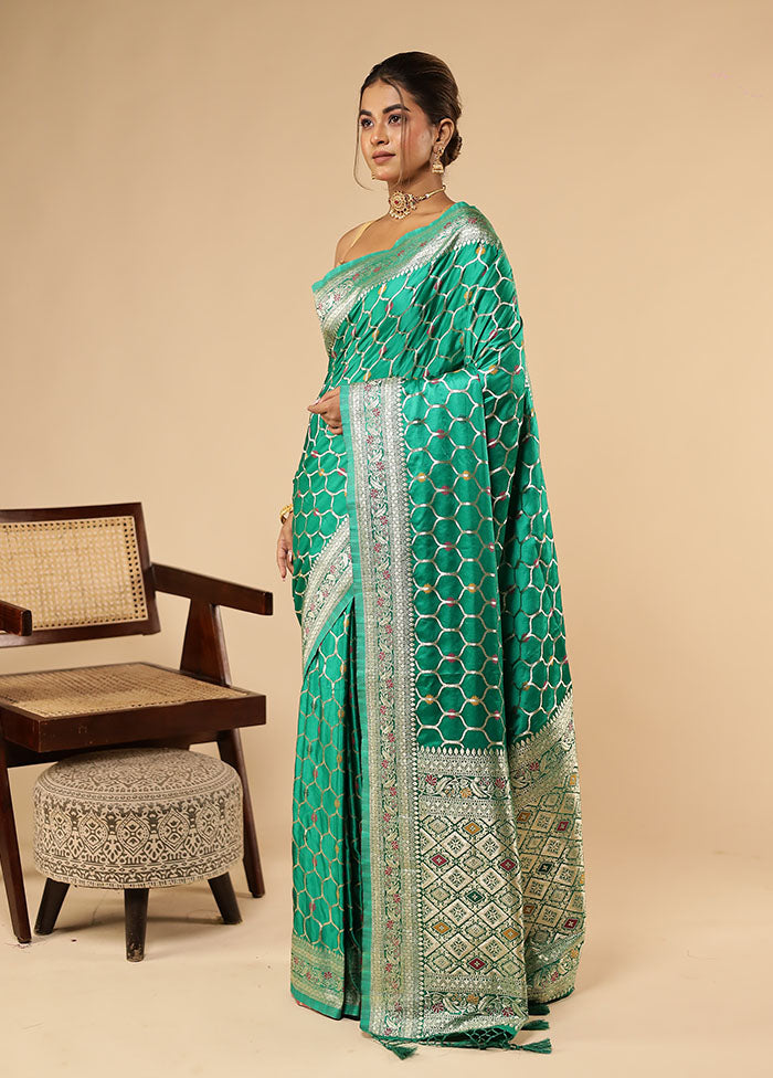 Green Dupion Silk Saree With Blouse Piece