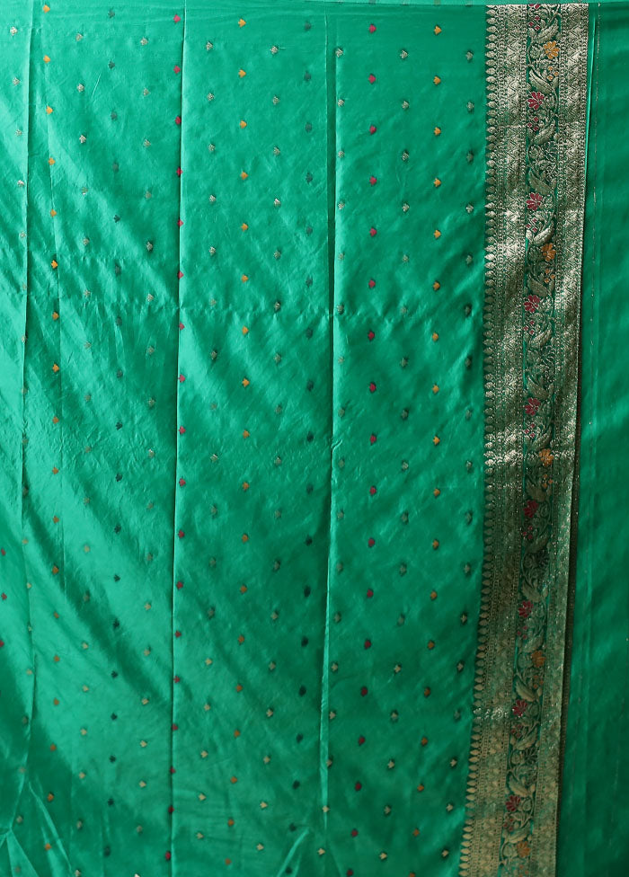 Green Dupion Silk Saree With Blouse Piece