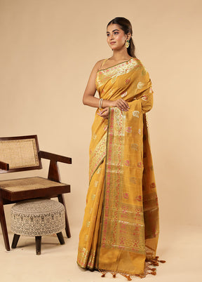 Rust Kora Silk Saree With Blouse Piece