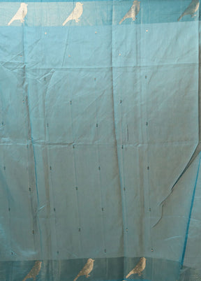 Blue Linen Silk Saree With Blouse Piece