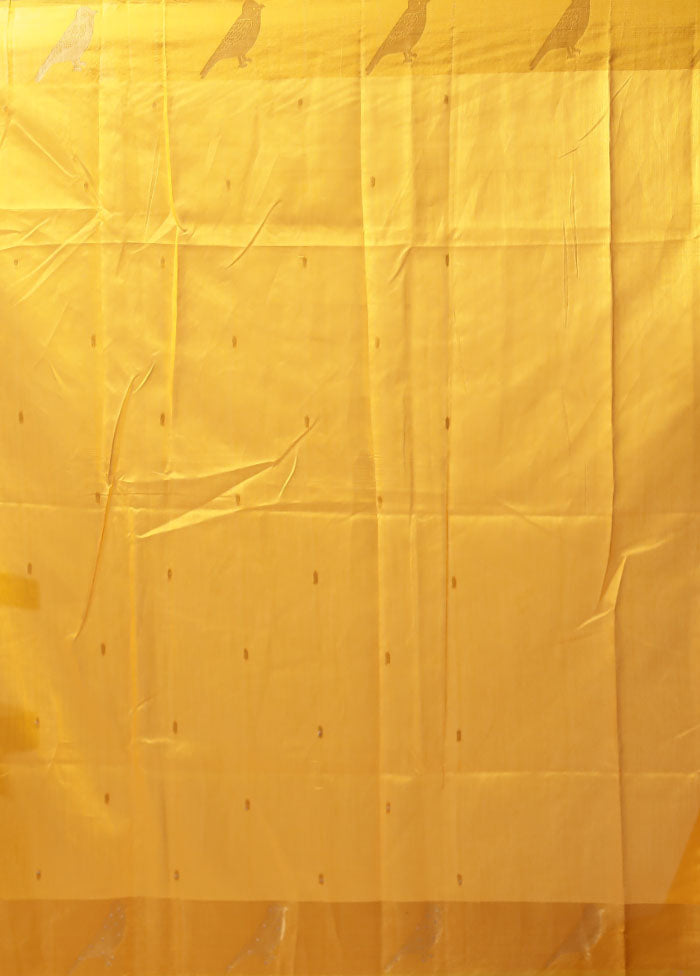 Yellow Linen Silk Saree With Blouse Piece