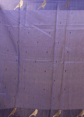 Blue Linen Silk Saree With Blouse Piece