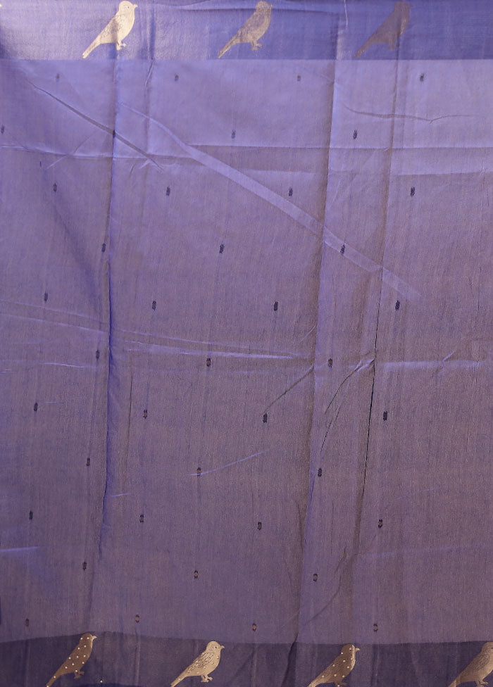 Blue Linen Silk Saree With Blouse Piece