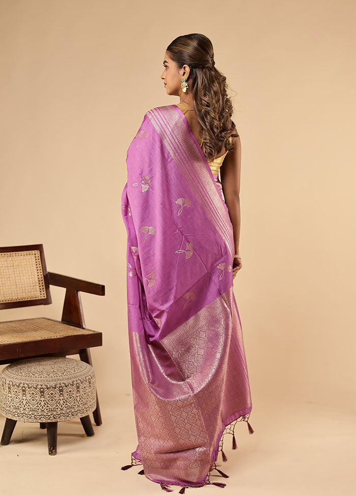 Purple Dupion Silk Saree With Blouse Piece