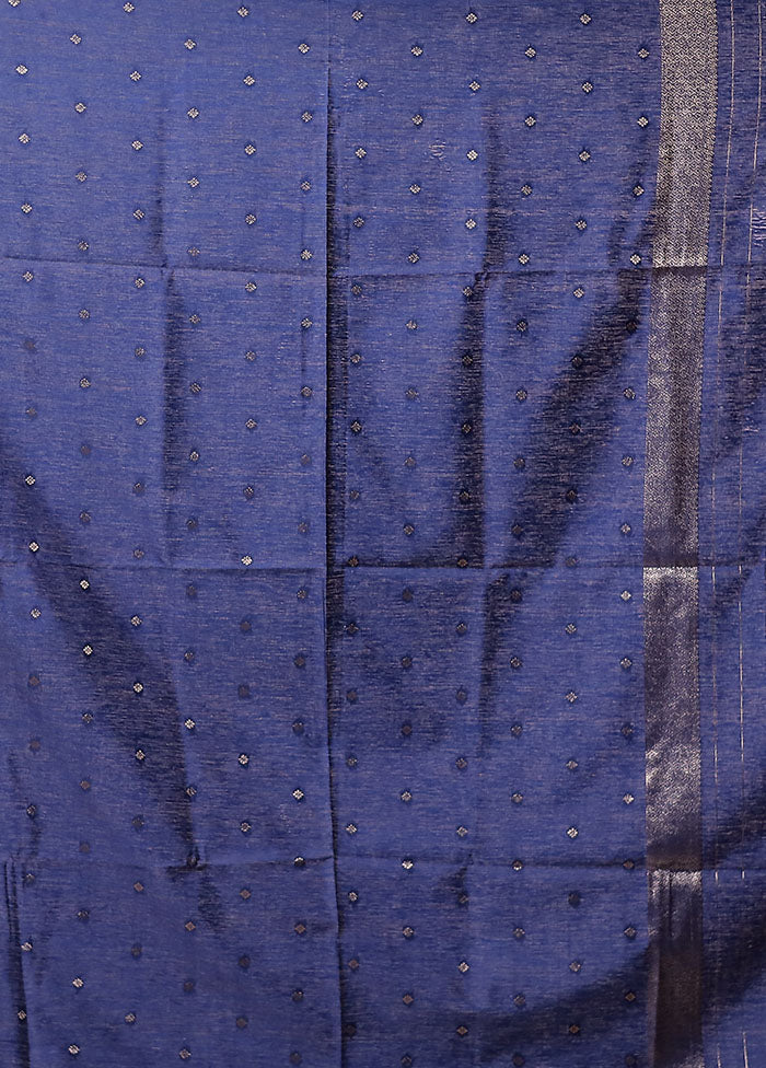 Blue Dupion Silk Saree With Blouse Piece
