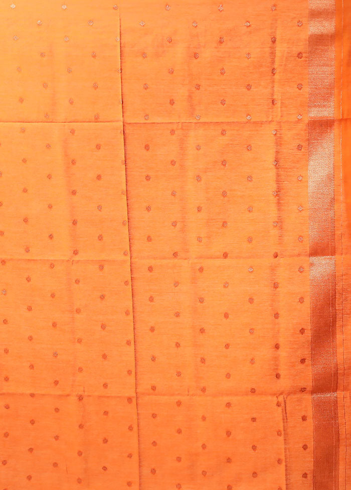 Orange Dupion Silk Saree With Blouse Piece