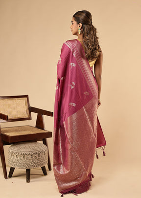 Purple Dupion Silk Saree With Blouse Piece