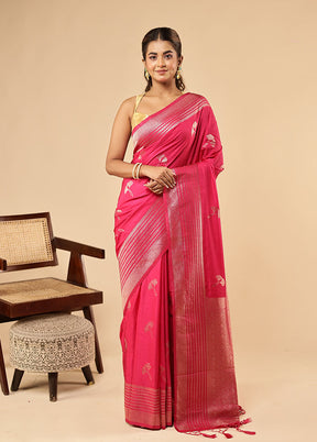 Pink Dupion Silk Saree With Blouse Piece